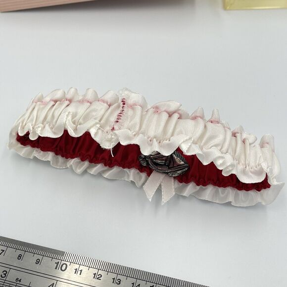 Vintage Jamie Lynn Red & Cream Satin Garter Wedding Western Horse Rodeo in Box - Picture 3 of 8